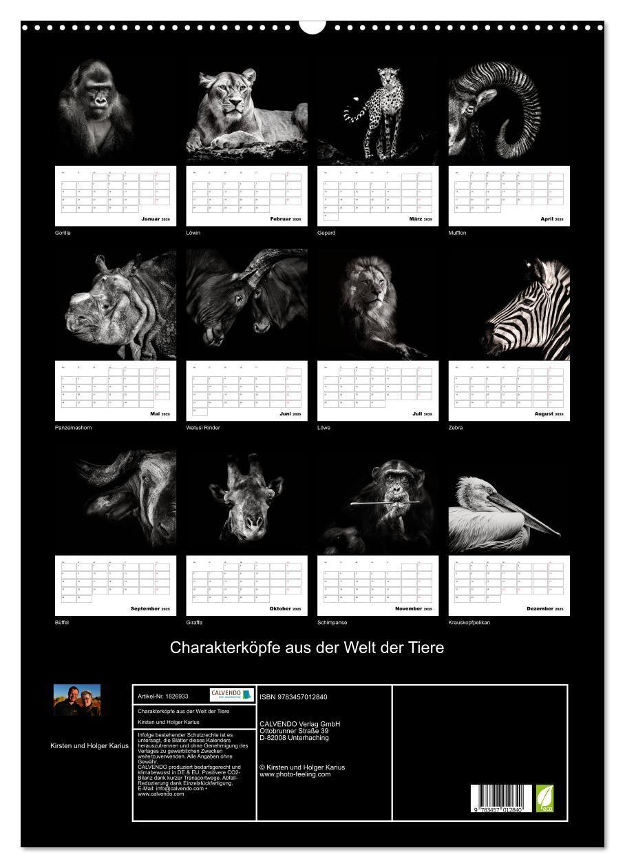 Bild: 9783457012840 | Charakterköpfe aus der Welt der Tiere (Wandkalender 2025 DIN A2...