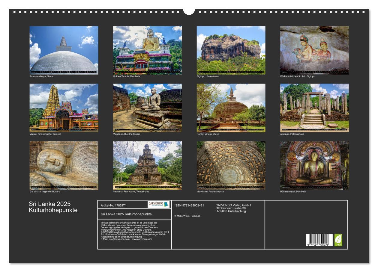 Bild: 9783435602421 | Sri Lanka 2025 Kulturhöhepunkte (Wandkalender 2025 DIN A2 quer),...