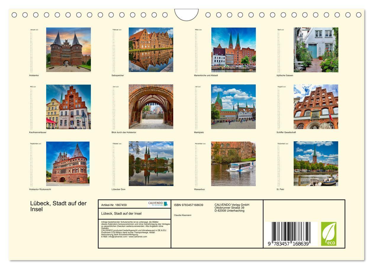 Bild: 9783457168639 | Lübeck, Stadt auf der Insel (Wandkalender 2025 DIN A4 quer),...