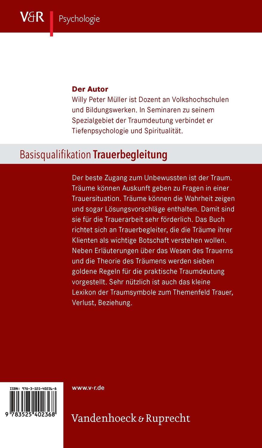 Rückseite: 9783525402368 | Trauer in Träumen | Traumbilder können helfen und heilen | Müller