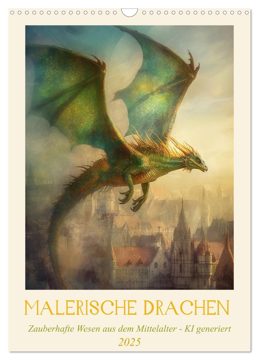 Cover: 9783435857432 | Malerische Drachen (Wandkalender 2025 DIN A3 hoch), CALVENDO...