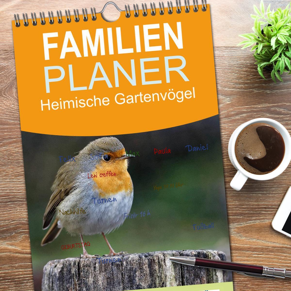 Bild: 9783457119488 | Familienplaner 2025 - Heimische Gartenvögel mit 5 Spalten...