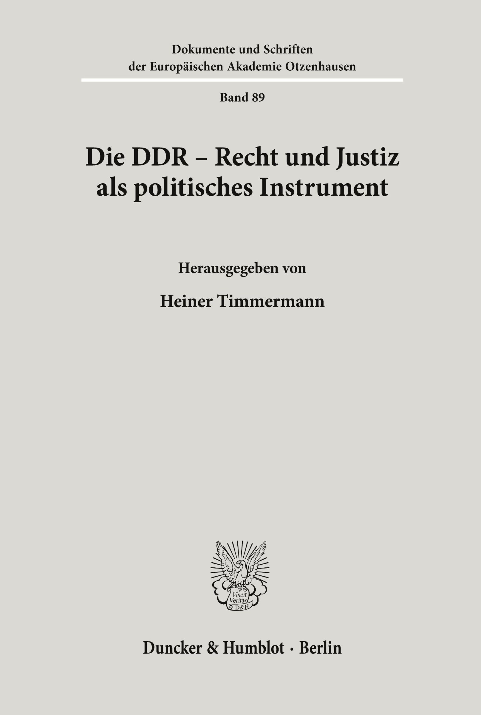 Cover: 9783428102204 | Die DDR - Recht und Justiz als politisches Instrument. | Timmermann