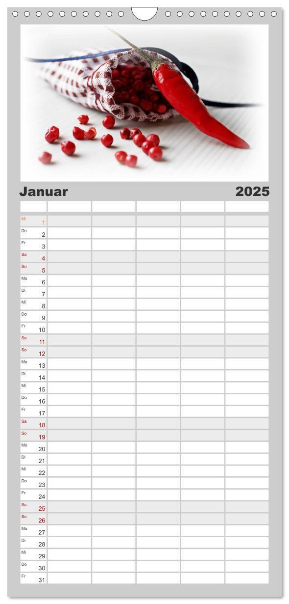 Bild: 9783457126349 | Familienplaner 2025 - Hot Chili Küchen Kalender mit 5 Spalten...