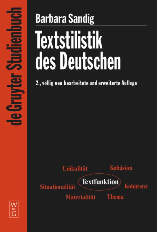 Cover: 9783110188707 | Textstilistik des Deutschen | Barbara Sandig | Buch | XIII | Deutsch