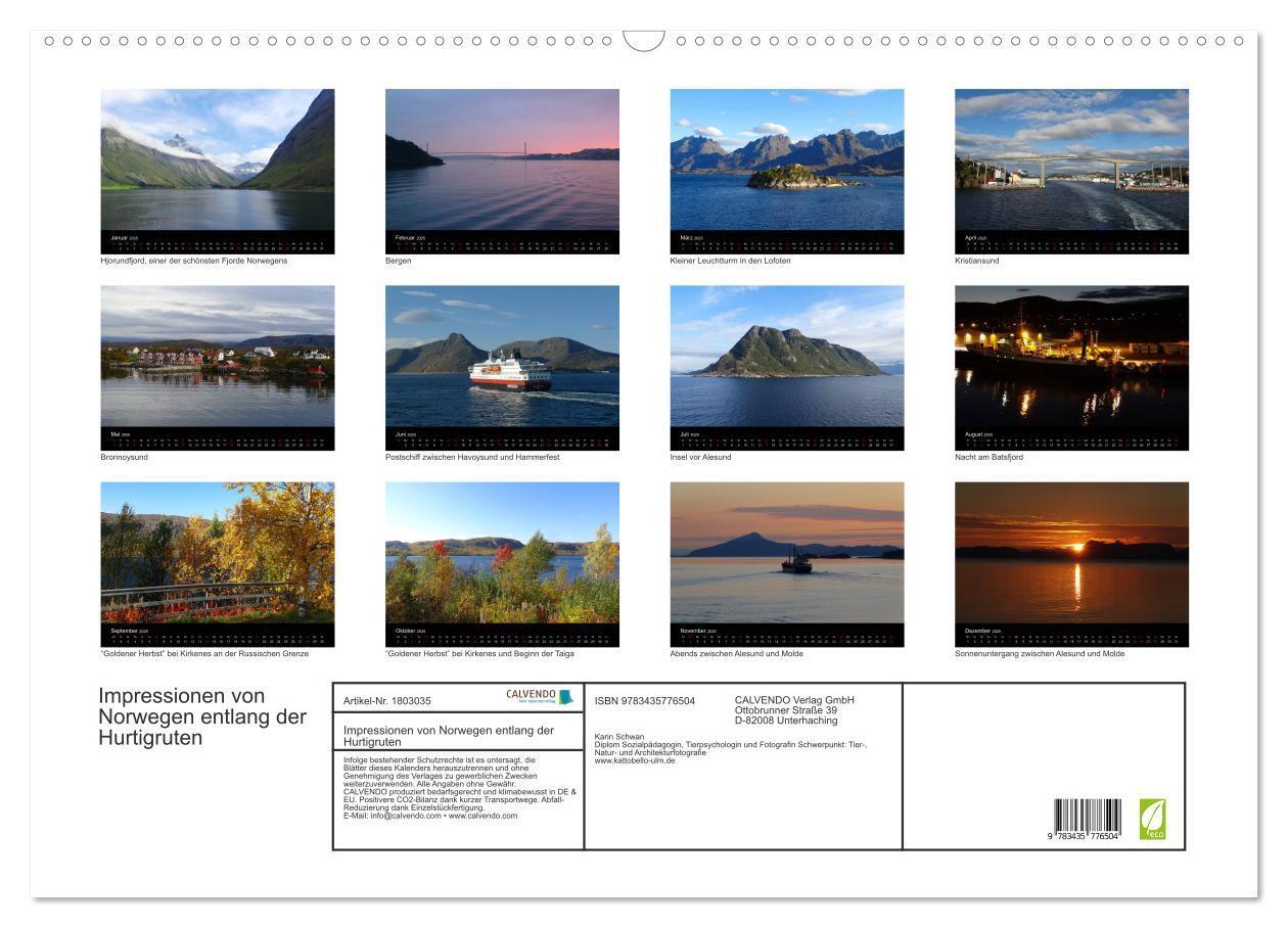 Bild: 9783435776504 | Impressionen von Norwegen entlang der Hurtigruten (Wandkalender...