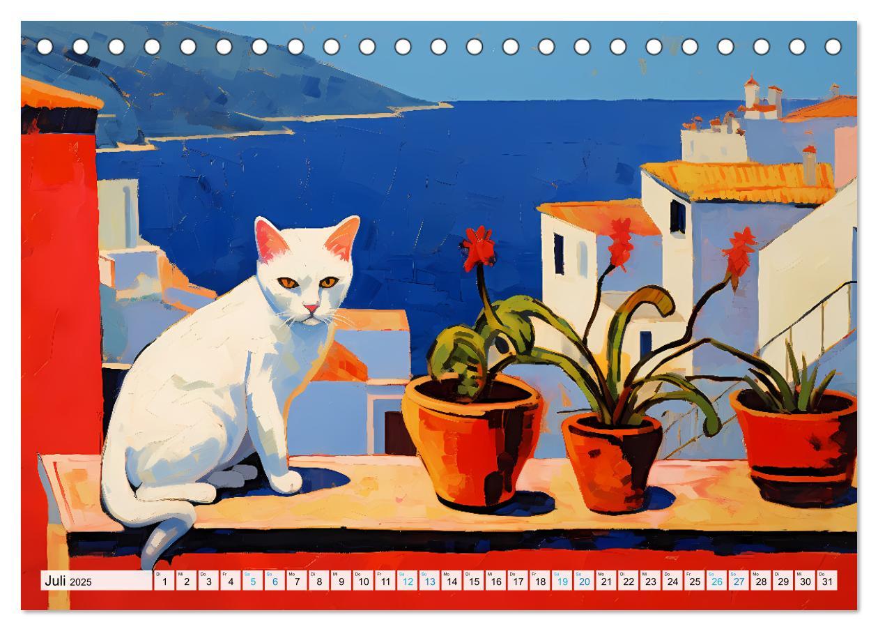 Bild: 9783383862519 | Kunstvolle Katzen (Tischkalender 2025 DIN A5 quer), CALVENDO...