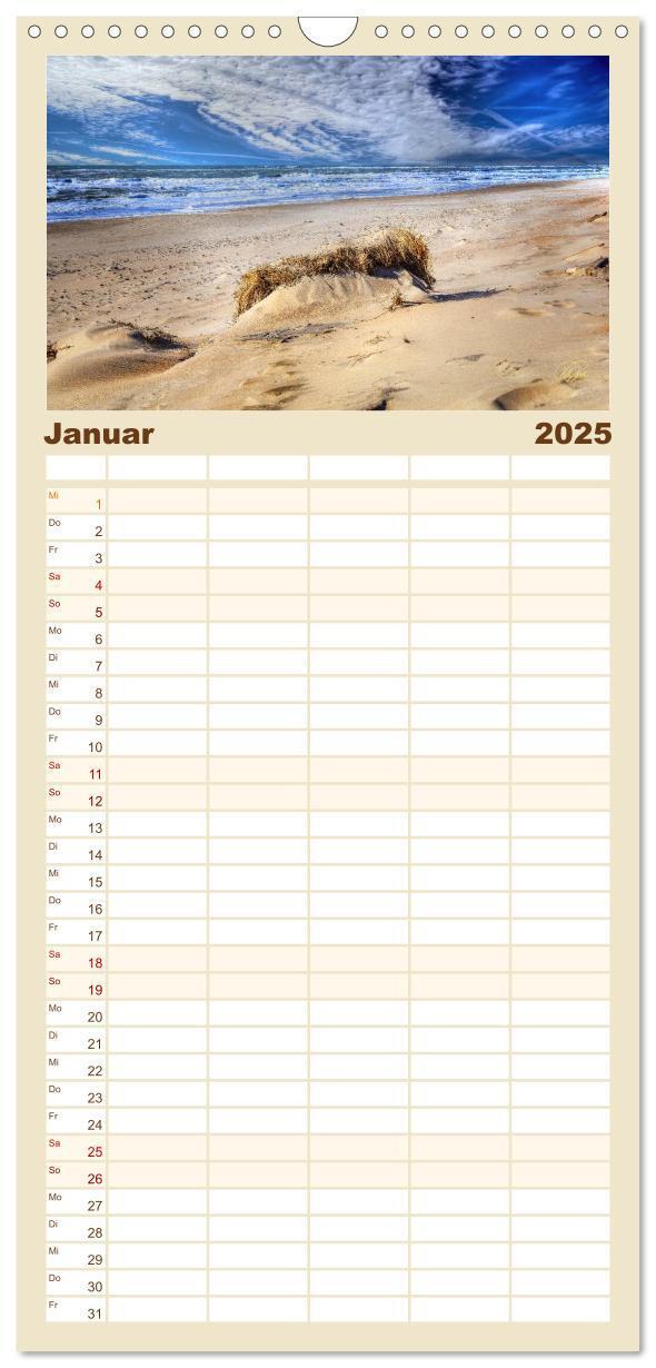 Bild: 9783457119297 | Familienplaner 2025 - Nordsee-Dünen mit 5 Spalten (Wandkalender, 21...