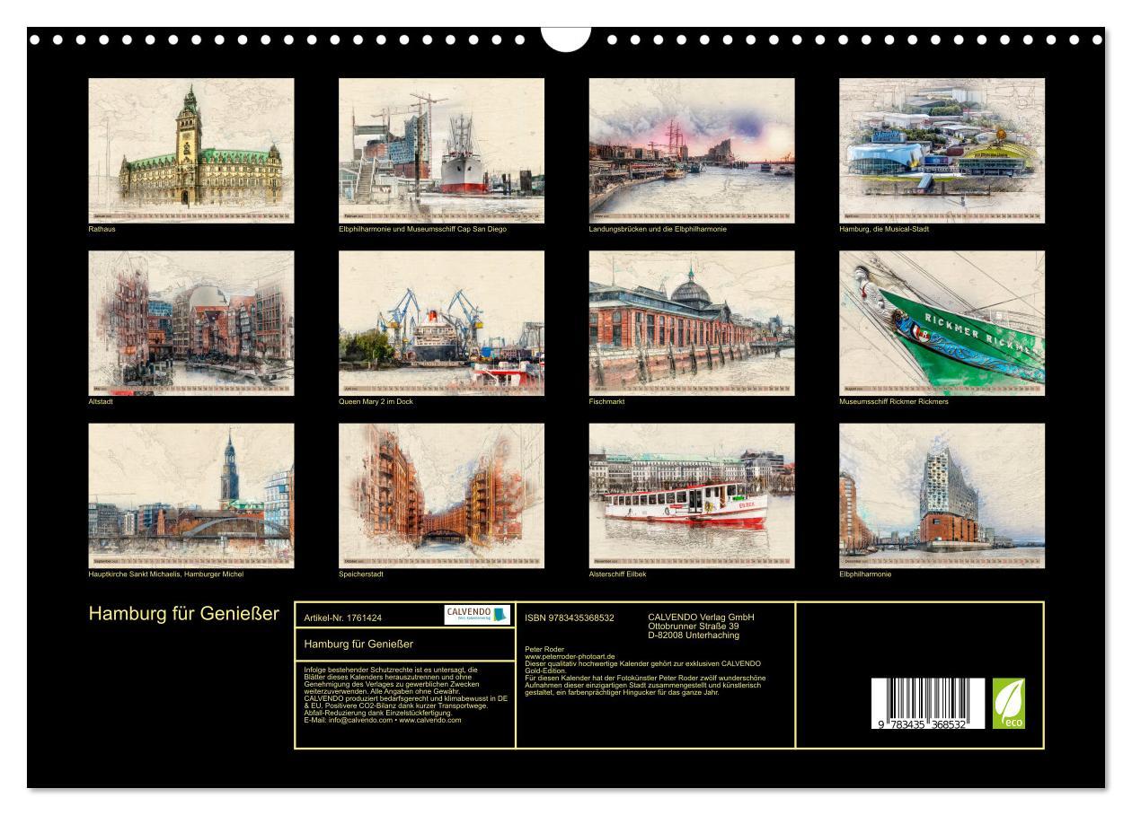 Bild: 9783435368532 | Hamburg für Genießer (Wandkalender 2025 DIN A3 quer), CALVENDO...