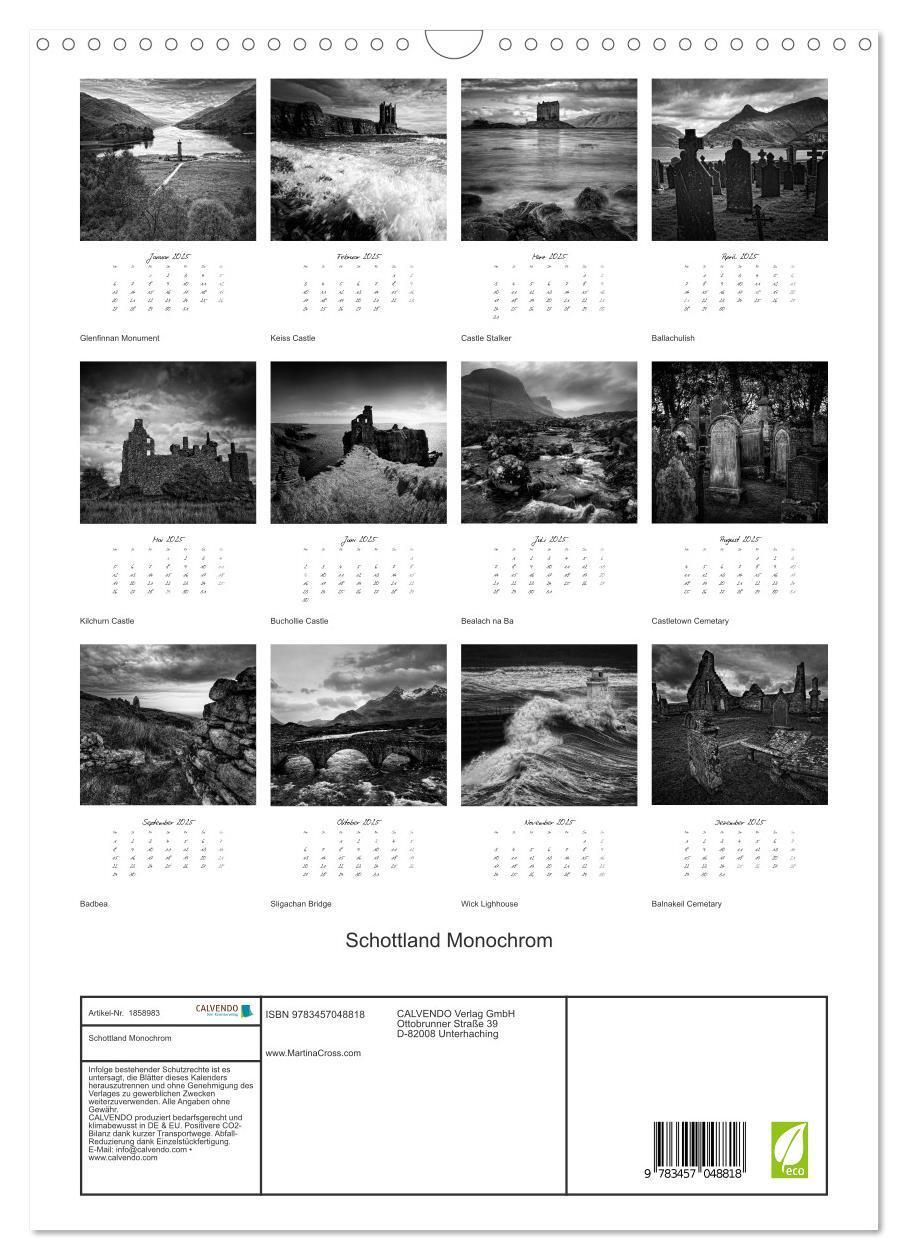 Bild: 9783457048818 | Schottland Monochrom (Wandkalender 2025 DIN A3 hoch), CALVENDO...