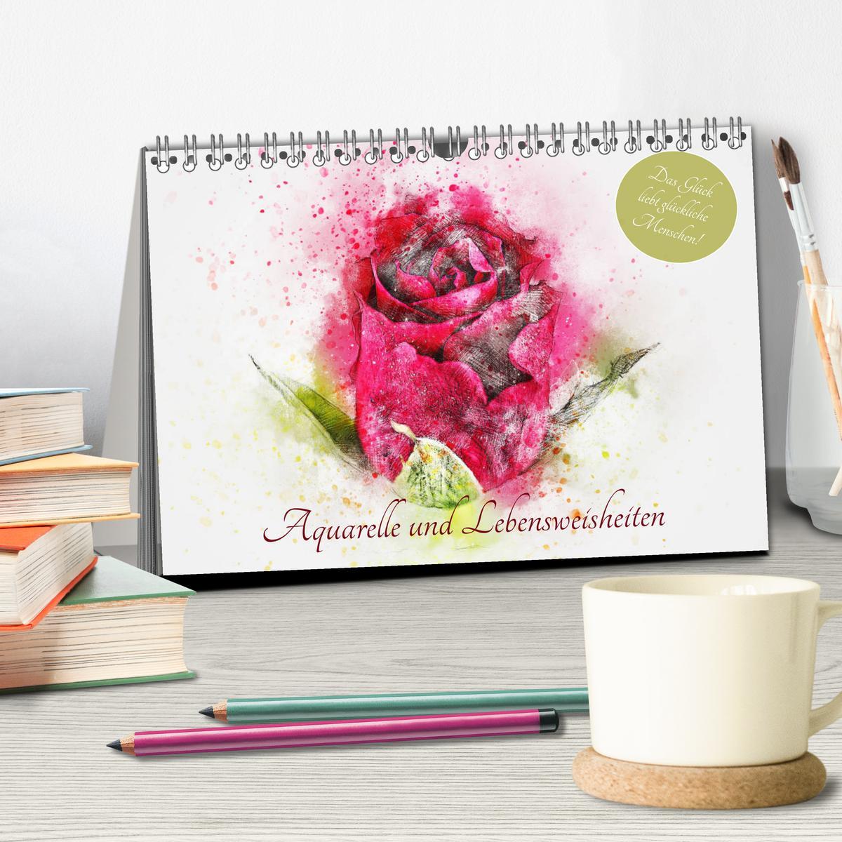 Bild: 9783435182589 | Aquarelle und Lebensweisheiten (Tischkalender 2025 DIN A5 quer),...