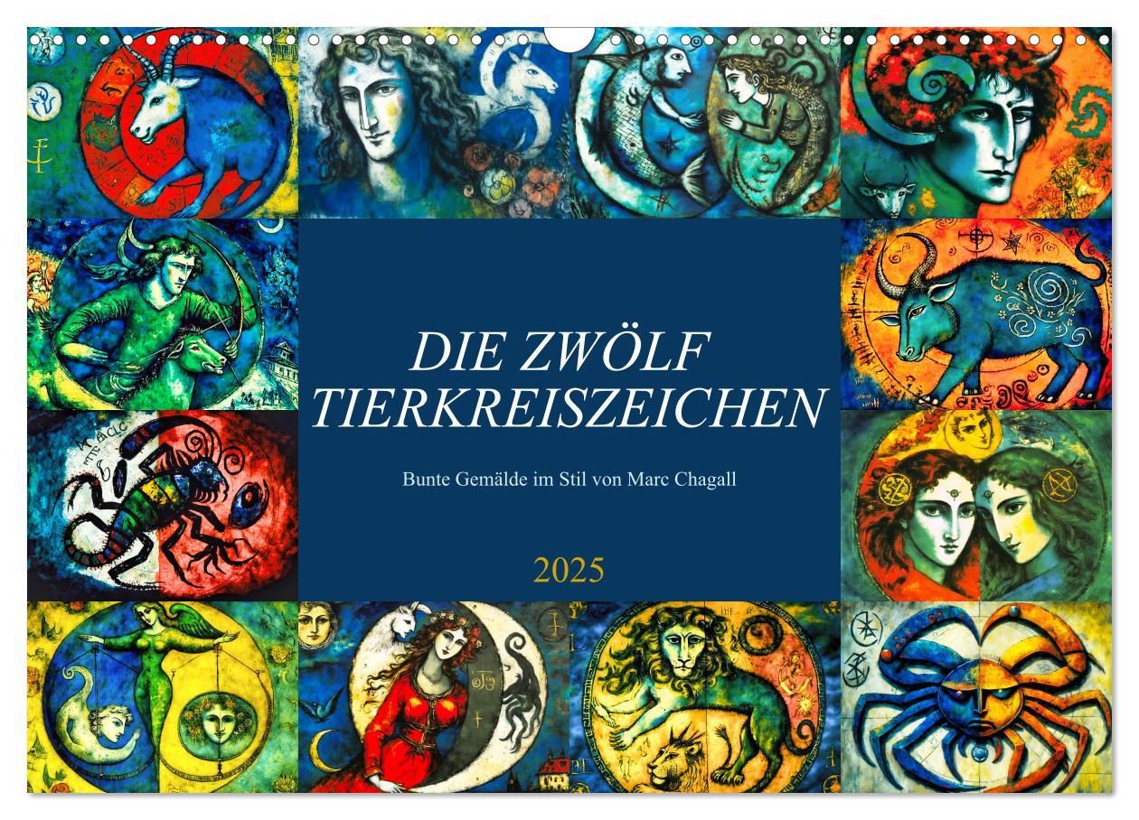 Cover: 9783383908507 | Die zwölf Tierkreiszeichen (Wandkalender 2025 DIN A3 quer),...