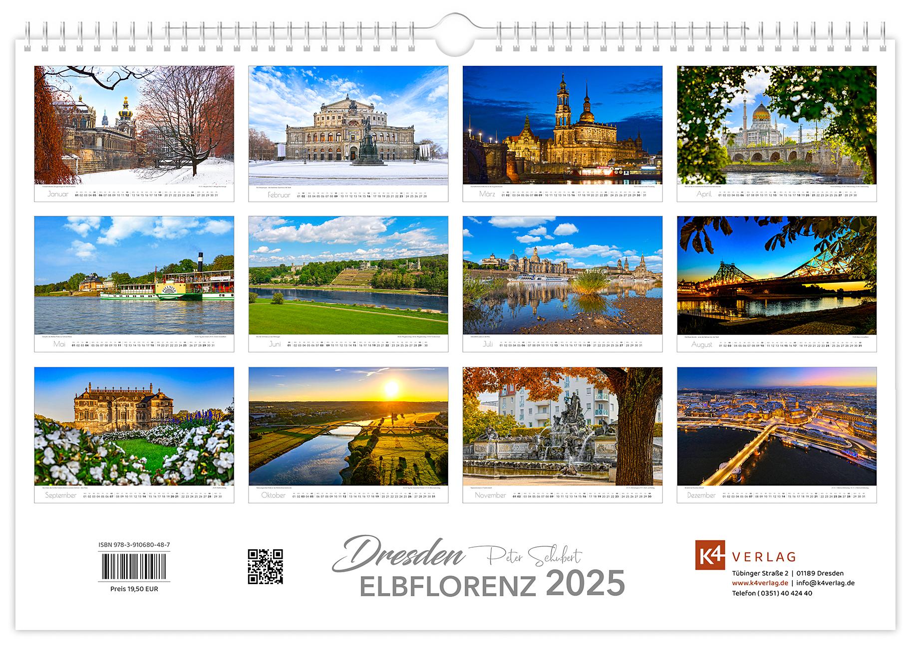 Bild: 9783910680487 | Kalender Dresden Elbflorenz 2025 | 45 x 30 cm weißes Kalendarium