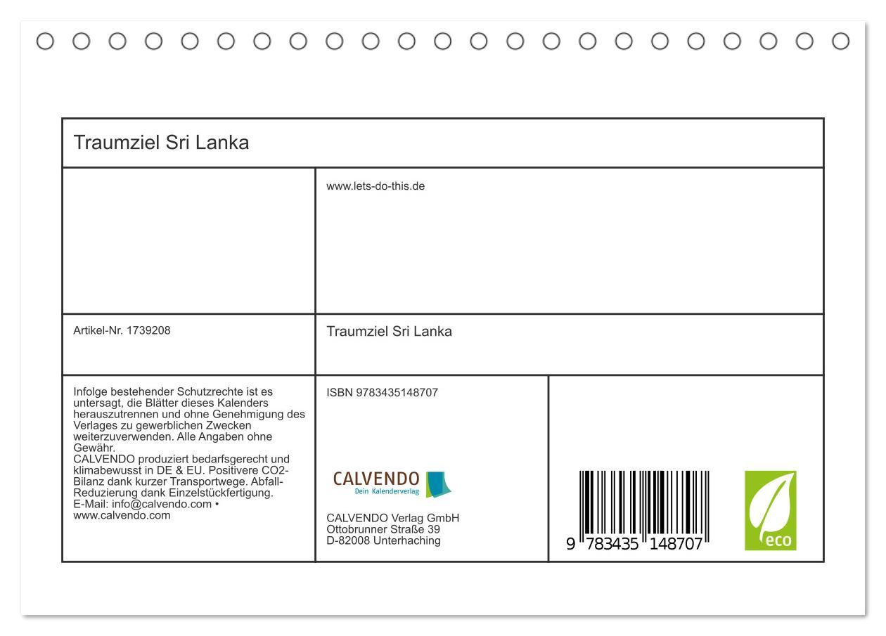 Bild: 9783435148707 | Traumziel Sri Lanka (Tischkalender 2025 DIN A5 quer), CALVENDO...