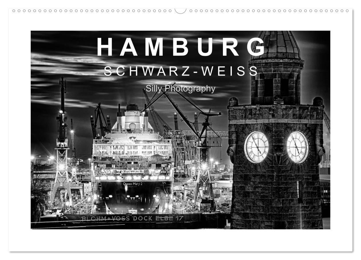 Cover: 9783435653164 | Hamburg in schwarz-weiss (Wandkalender 2025 DIN A2 quer), CALVENDO...