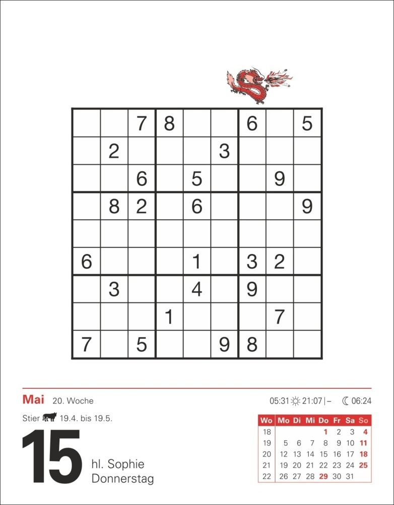 Bild: 9783840033926 | Sudoku Tagesabreißkalender 2025 - Das Kult-Rätsel aus Japan | Krüger