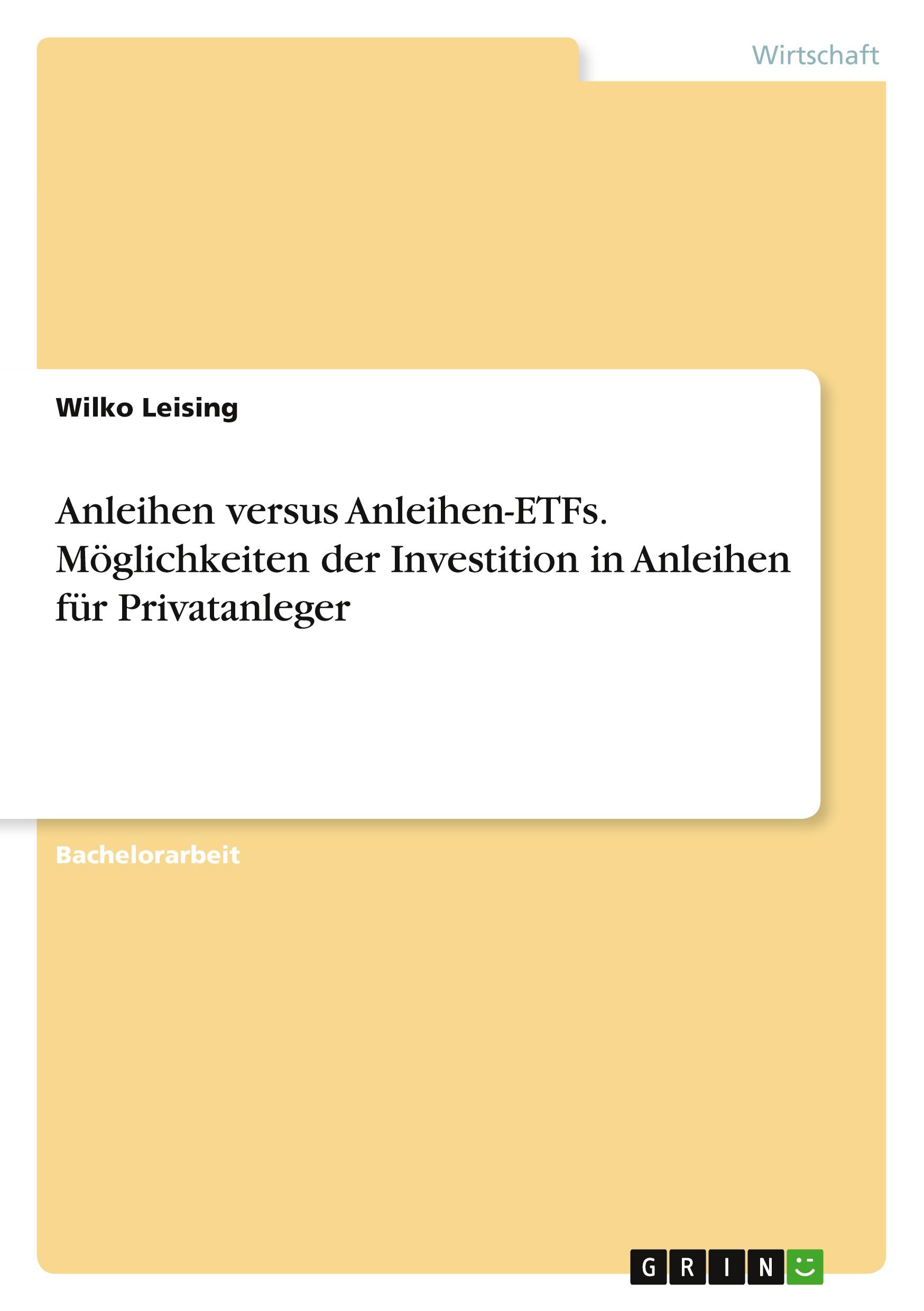 Cover: 9783346949073 | Anleihen versus Anleihen-ETFs. Möglichkeiten der Investition in...