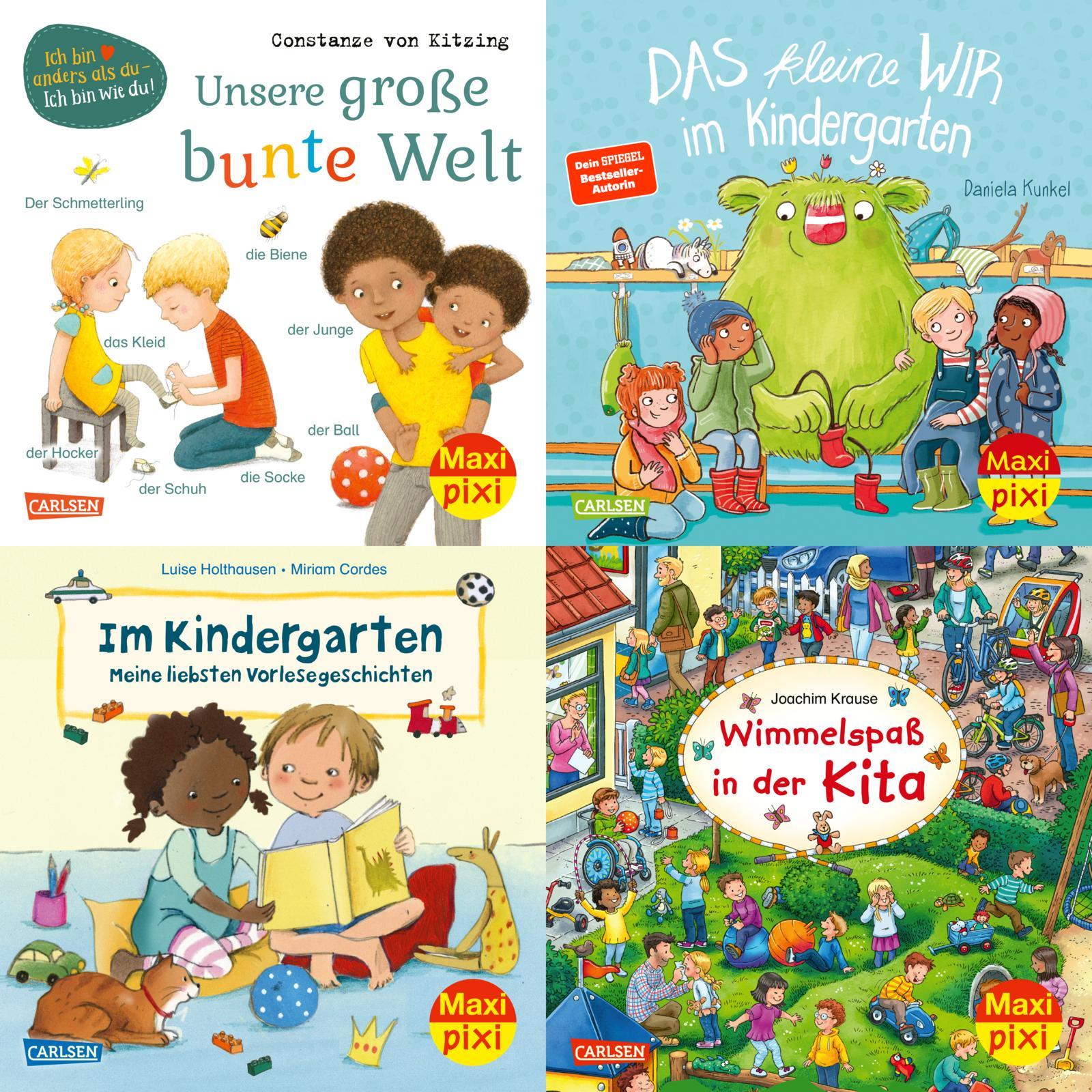 Cover: 9783551030603 | Maxi-Pixi-4er-Set 95: Neues aus dem Kindergarten (4x1 Exemplar) | Box