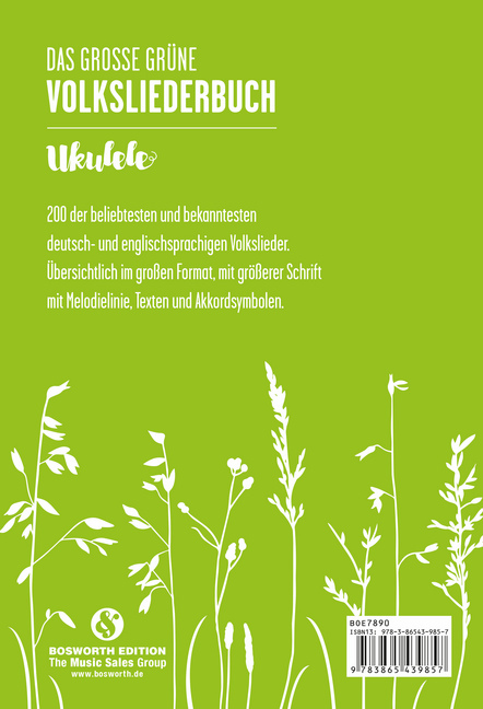 Bild: 9783865439857 | Das Große Grüne Volksliederbuch, Ukulele | 200 Lieder | Bosworth Music