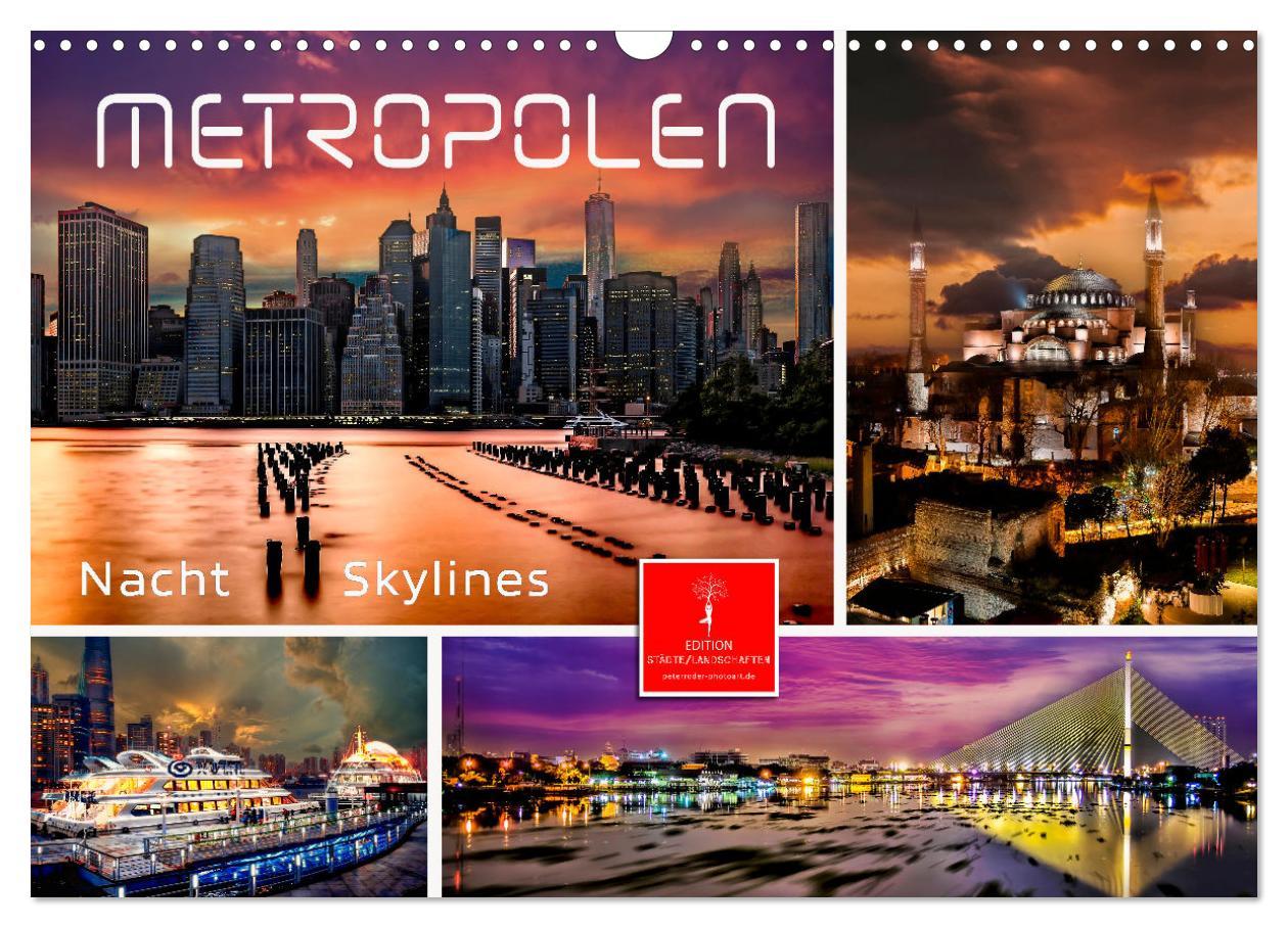 Cover: 9783383928871 | Metropolen - Nacht Skylines (Wandkalender 2025 DIN A3 quer),...