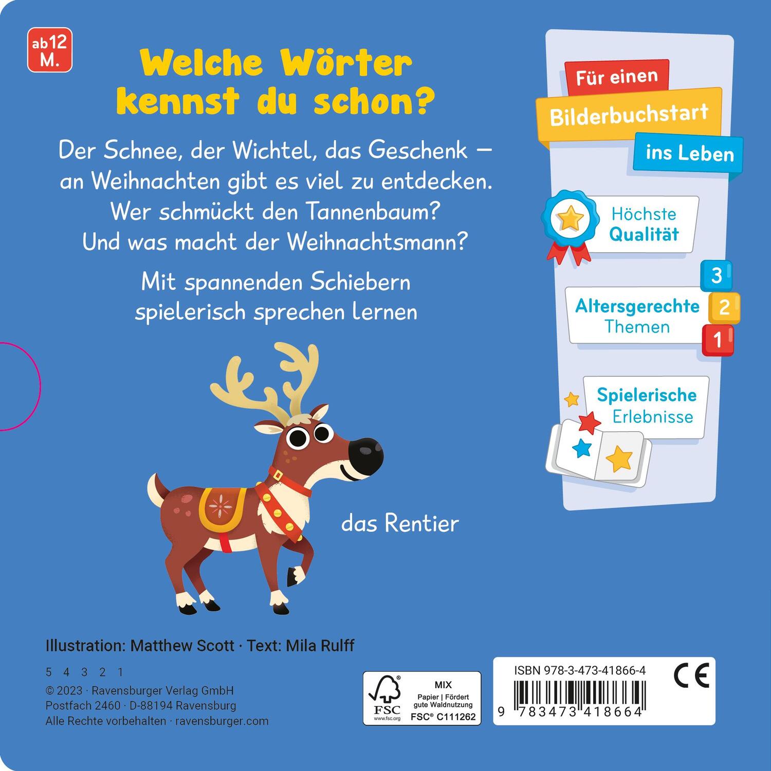 Rückseite: 9783473418664 | Meine ersten Wörter: Frohe Weihnachten - Sprechen lernen mit großen...