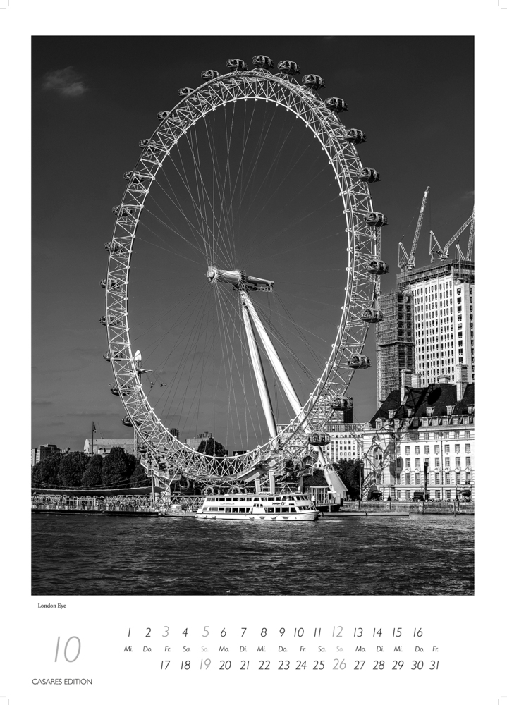 Bild: 9781835241820 | London schwarz-weiss 2025 L 59x42cm | Kalender | 14 S. | Deutsch