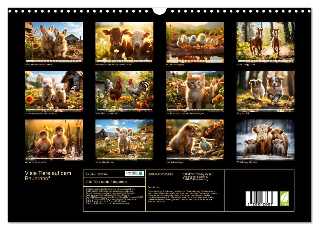 Bild: 9783383836688 | Viele Tiere auf dem Bauernhof (Wandkalender 2025 DIN A3 quer),...