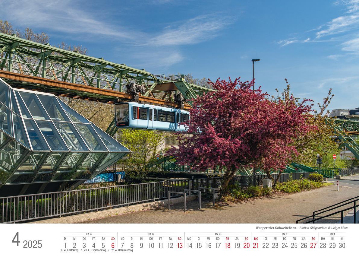 Bild: 9783965352285 | Wuppertaler Schwebebahn 2025 Bildkalender A3 Spiralbindung | Klaes