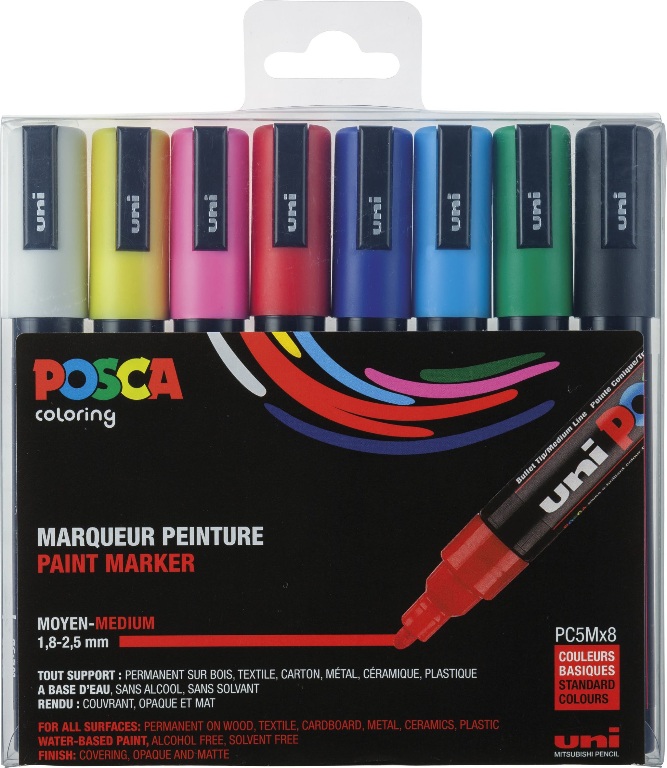 Cover: 4902778154151 | uni-ball Marker POSCA PC-5M Grundfarben 8er Set | 182512 | 2020