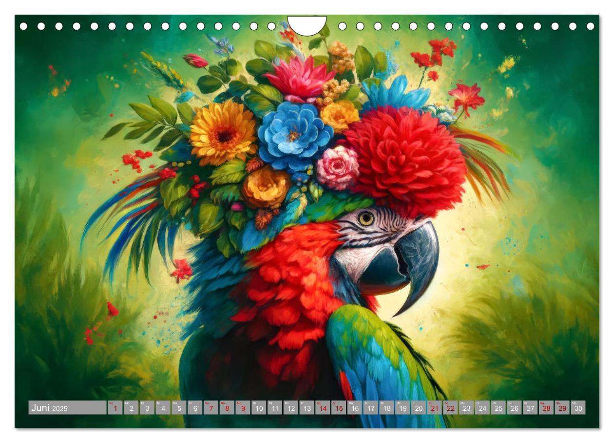 Bild: 9783457138687 | Blumige Vogelporträts (Wandkalender 2025 DIN A4 quer), CALVENDO...