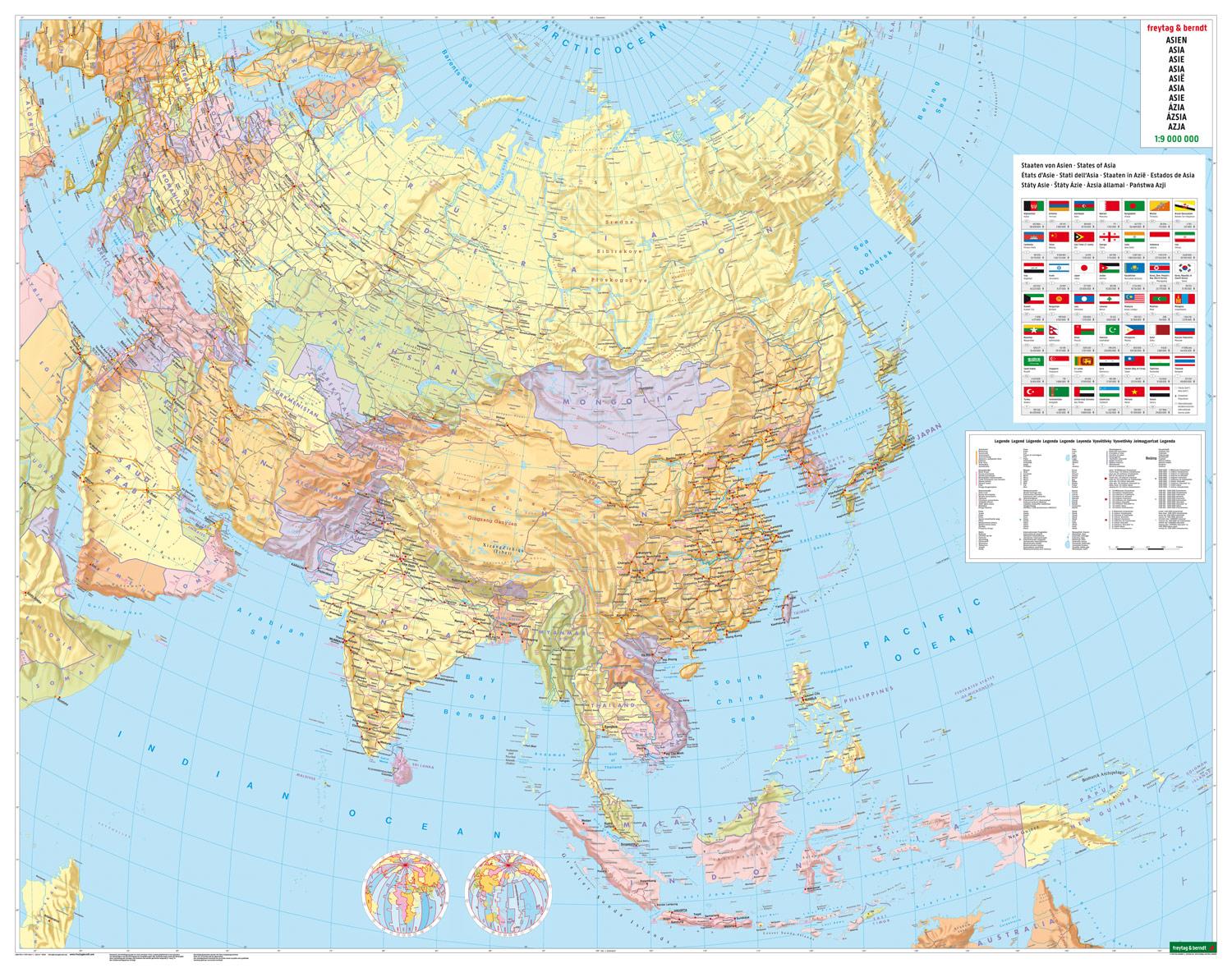 Bild: 9783707917604 | Asien, Kontinentkarte 1:9 000 000 | freytag &amp; berndt | (Land-)Karte