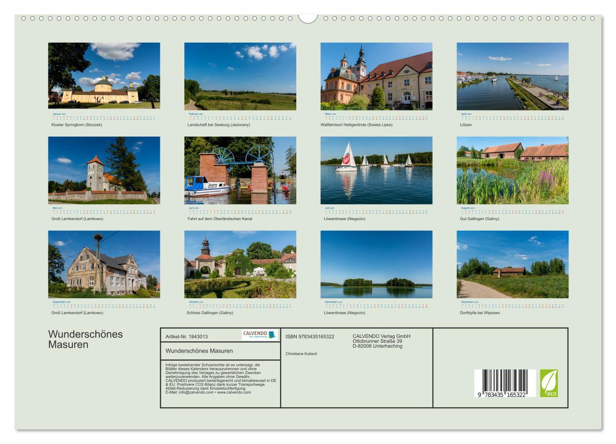 Bild: 9783435165322 | Wunderschönes Masuren (Wandkalender 2025 DIN A2 quer), CALVENDO...