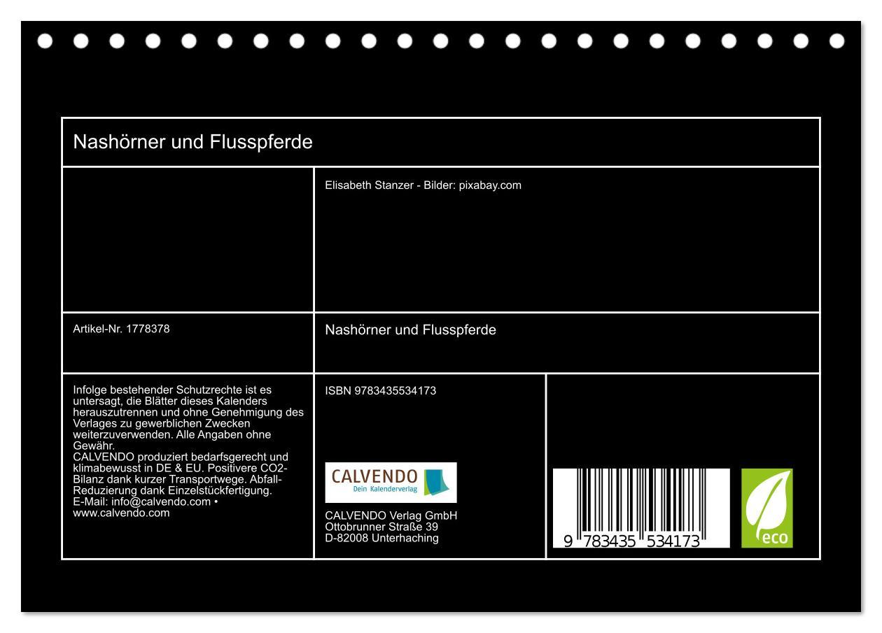 Bild: 9783435534173 | Nashörner und Flusspferde (Tischkalender 2025 DIN A5 quer),...