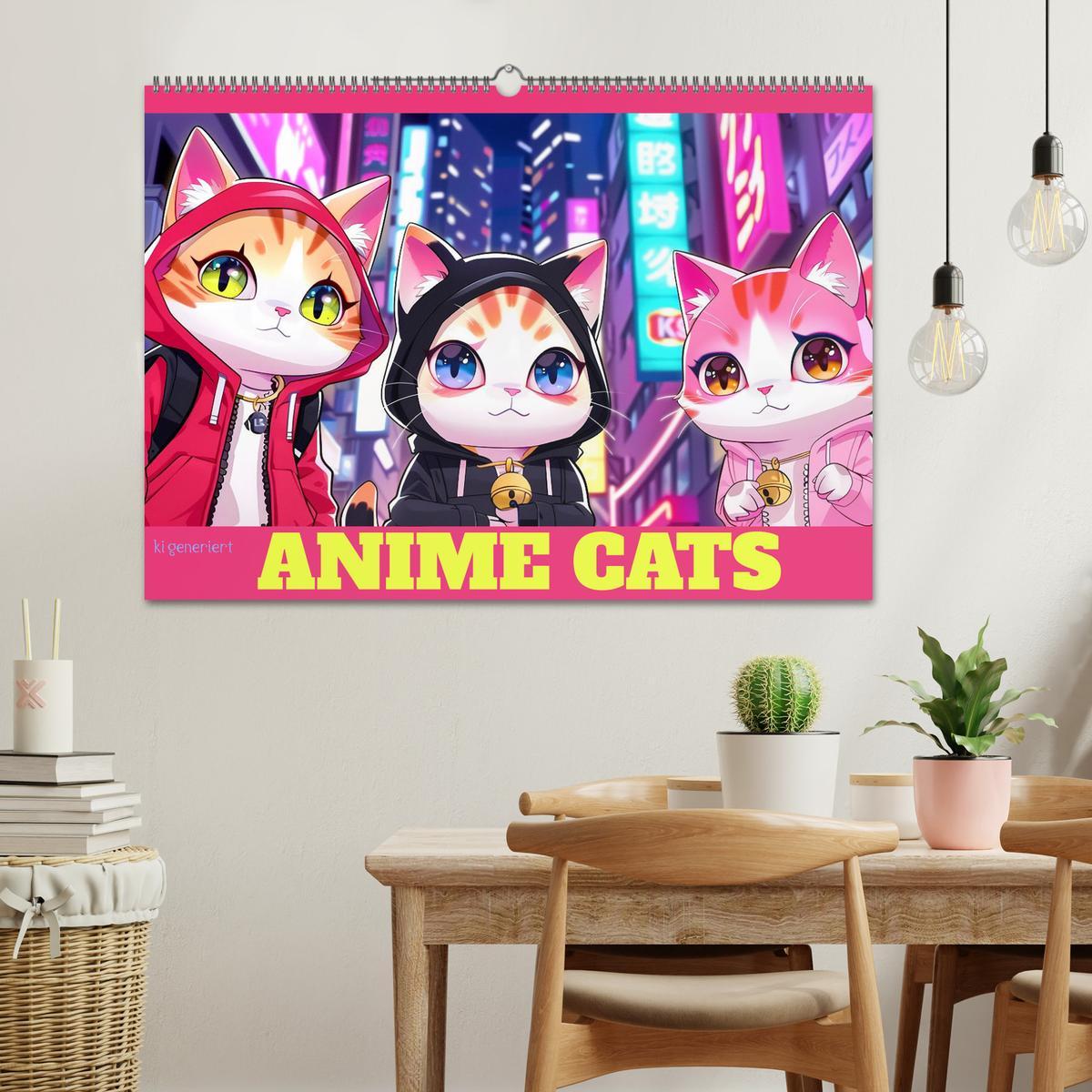 Bild: 9783457138779 | Anime Cats (Wandkalender 2025 DIN A2 quer), CALVENDO Monatskalender