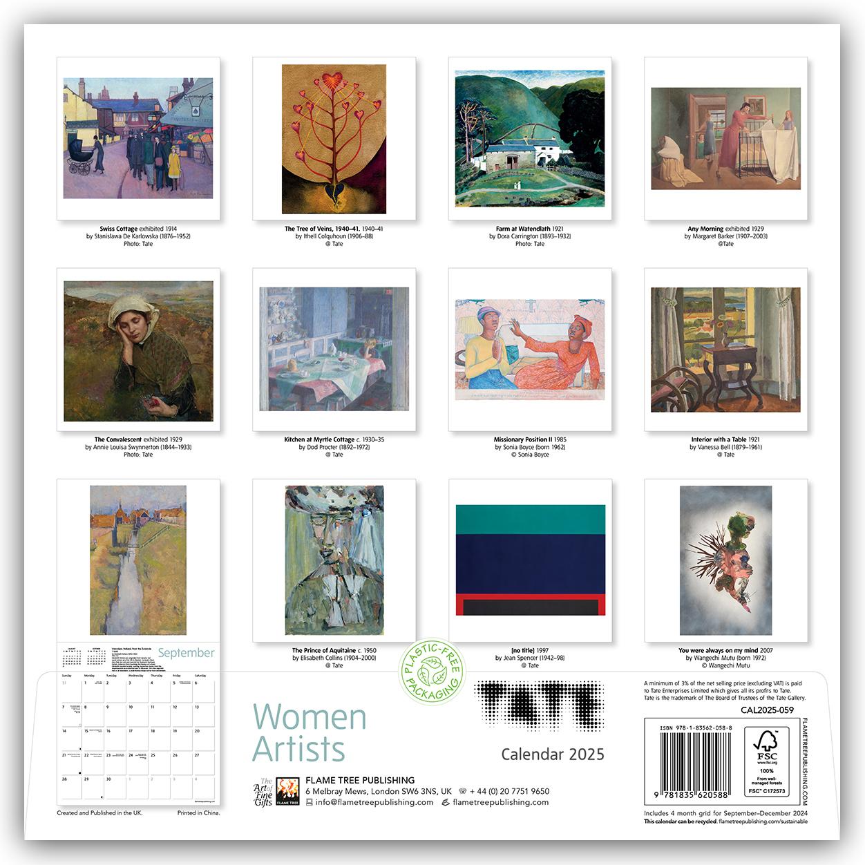 Rückseite: 9781835620588 | Tate: Women Artists Wall Calendar 2025 (Art Calendar) | Tree Flame