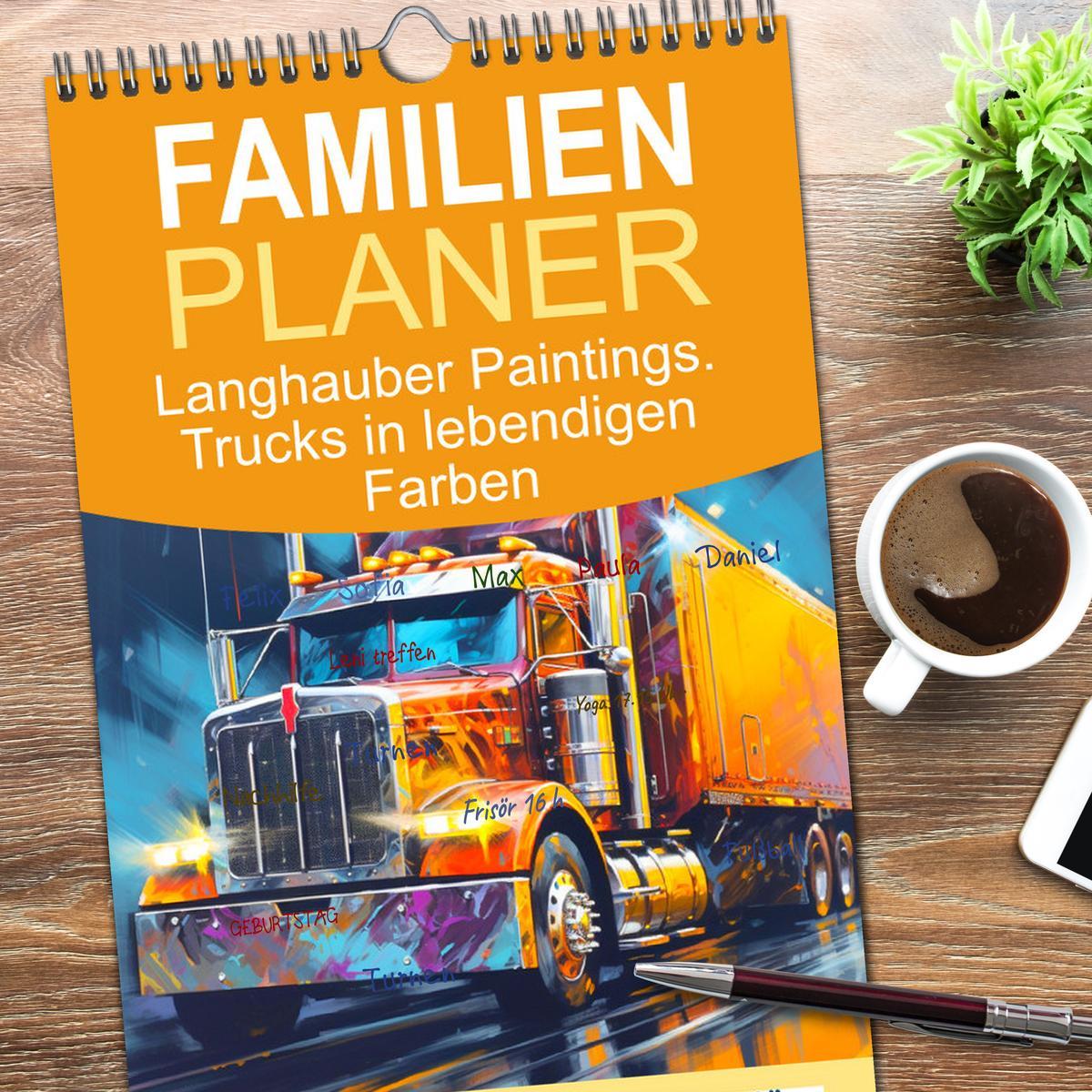 Bild: 9783457092651 | Familienplaner 2025 - Langhauber Paintings. Trucks in lebendigen...