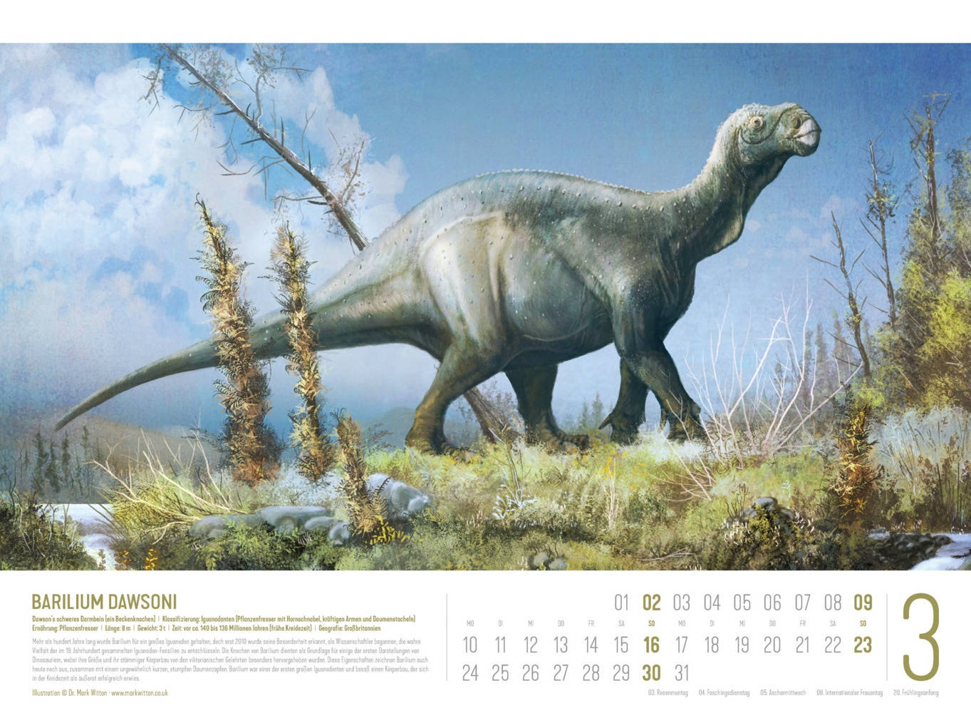 Bild: 9783838435237 | Dinosaurier Kalender 2025 | Dr. Mark Witton (u. a.) | Kalender | 14 S.