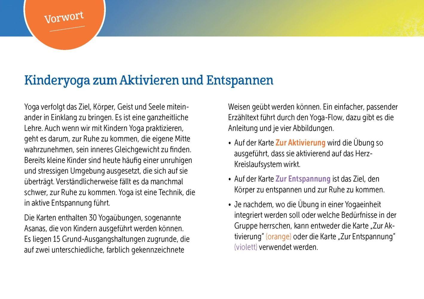 Bild: 4260694921661 | 30 Kinderyoga-Bildkarten zur Aktivierung und Entspannung | Box | 32 S.