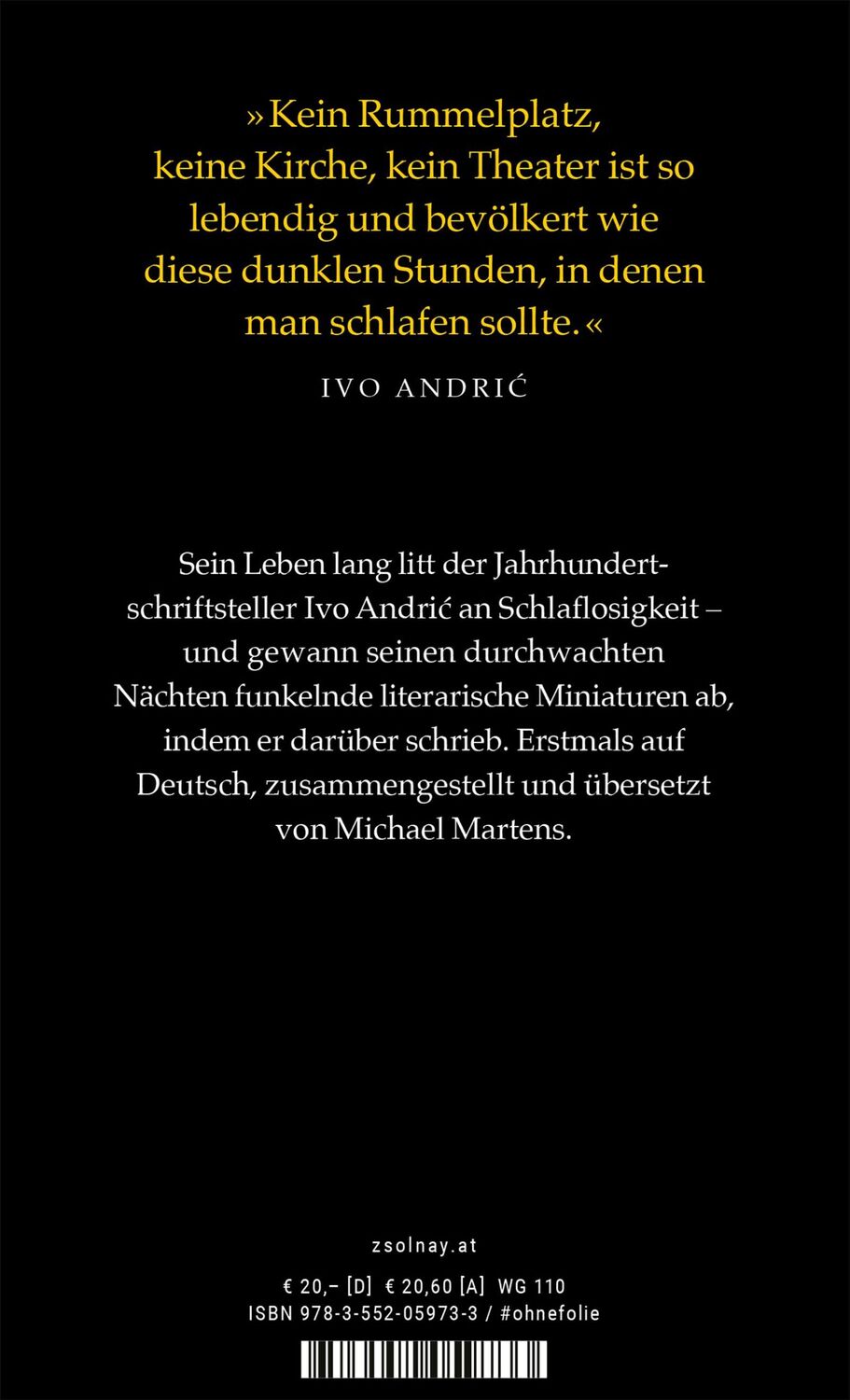 Bild: 9783552059733 | Insomnia | Nachtgedanken | Ivo Andric | Buch | 192 S. | Deutsch | 2020