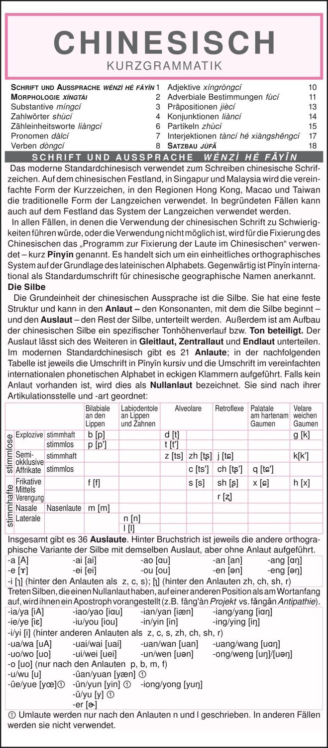 Cover: 9783804488892 | Chinesisch - Kurzgrammatik. Die komplette Grammatik anschaulich und...