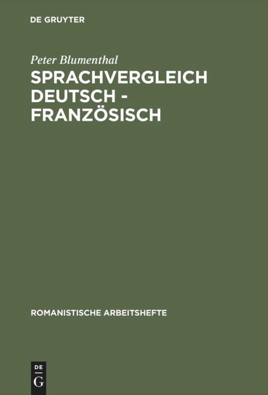 Cover: 9783484540293 | Sprachvergleich Deutsch - Französisch | Peter Blumenthal | Buch | VII