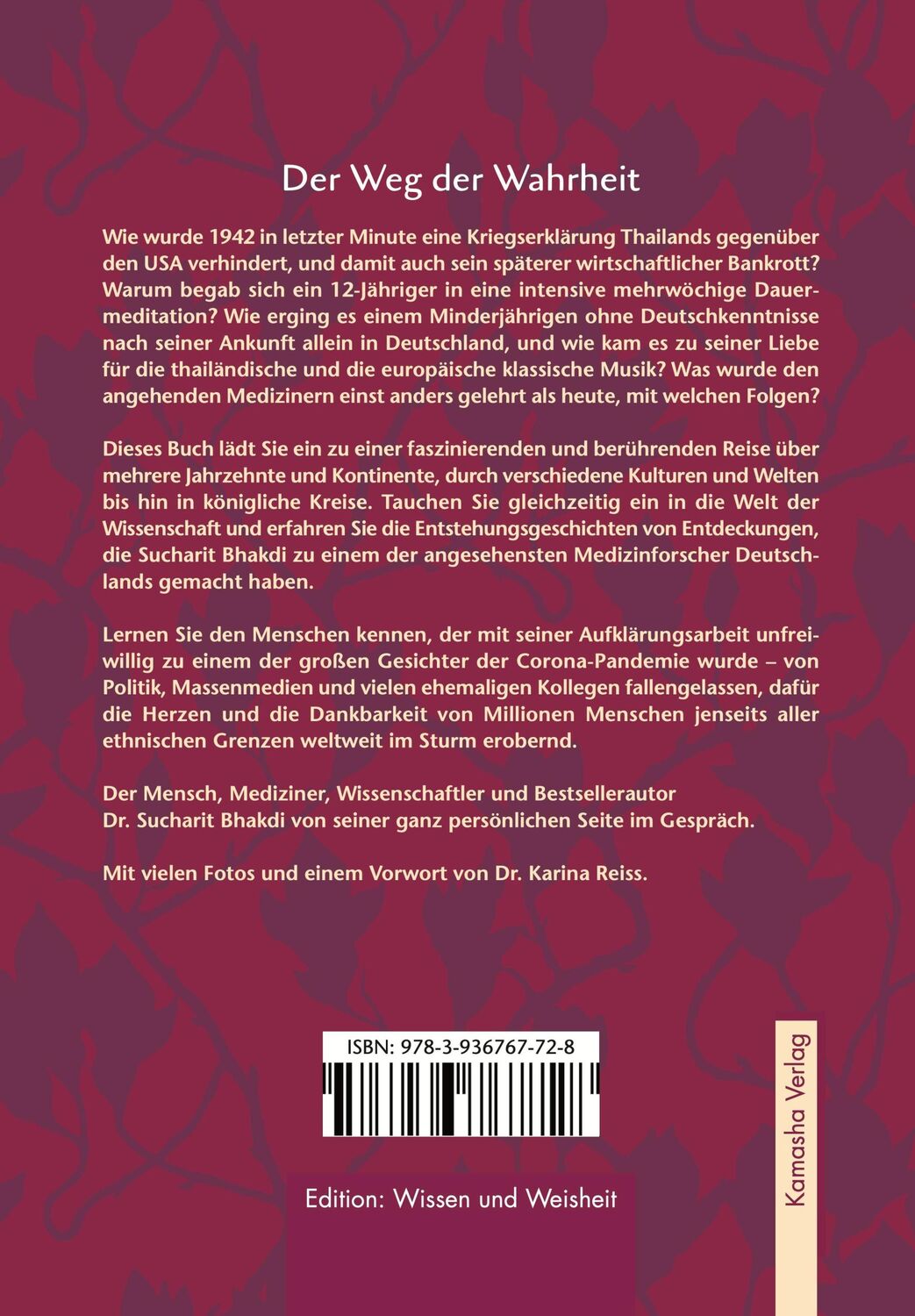 Rückseite: 9783936767728 | Der Weg der Wahrheit | Dr. Sucharit Bhakdi im Gespräch | Bhakdi | Buch