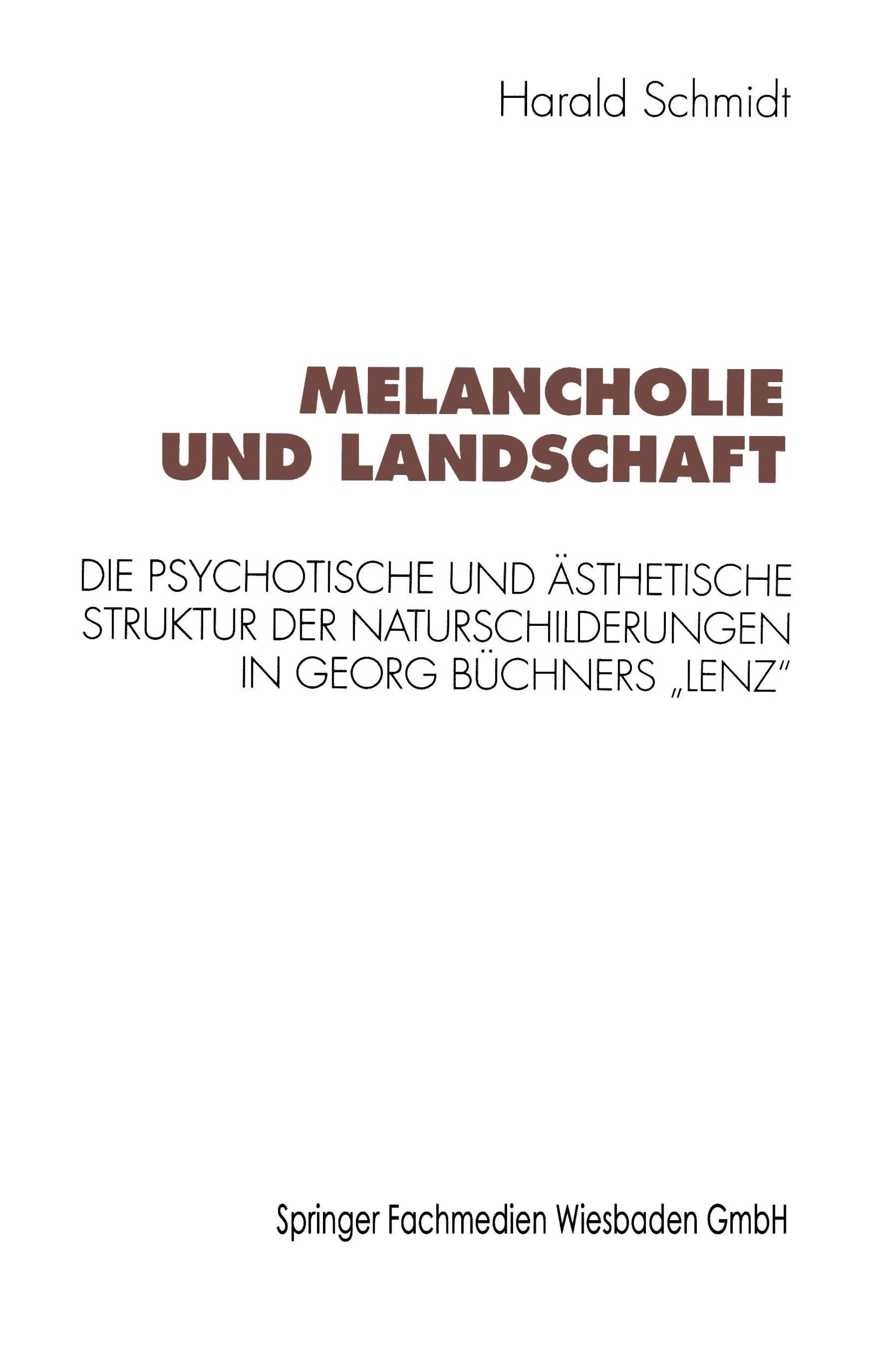 Cover: 9783531126524 | Melancholie und Landschaft | Harald Schmidt | Taschenbuch | Paperback