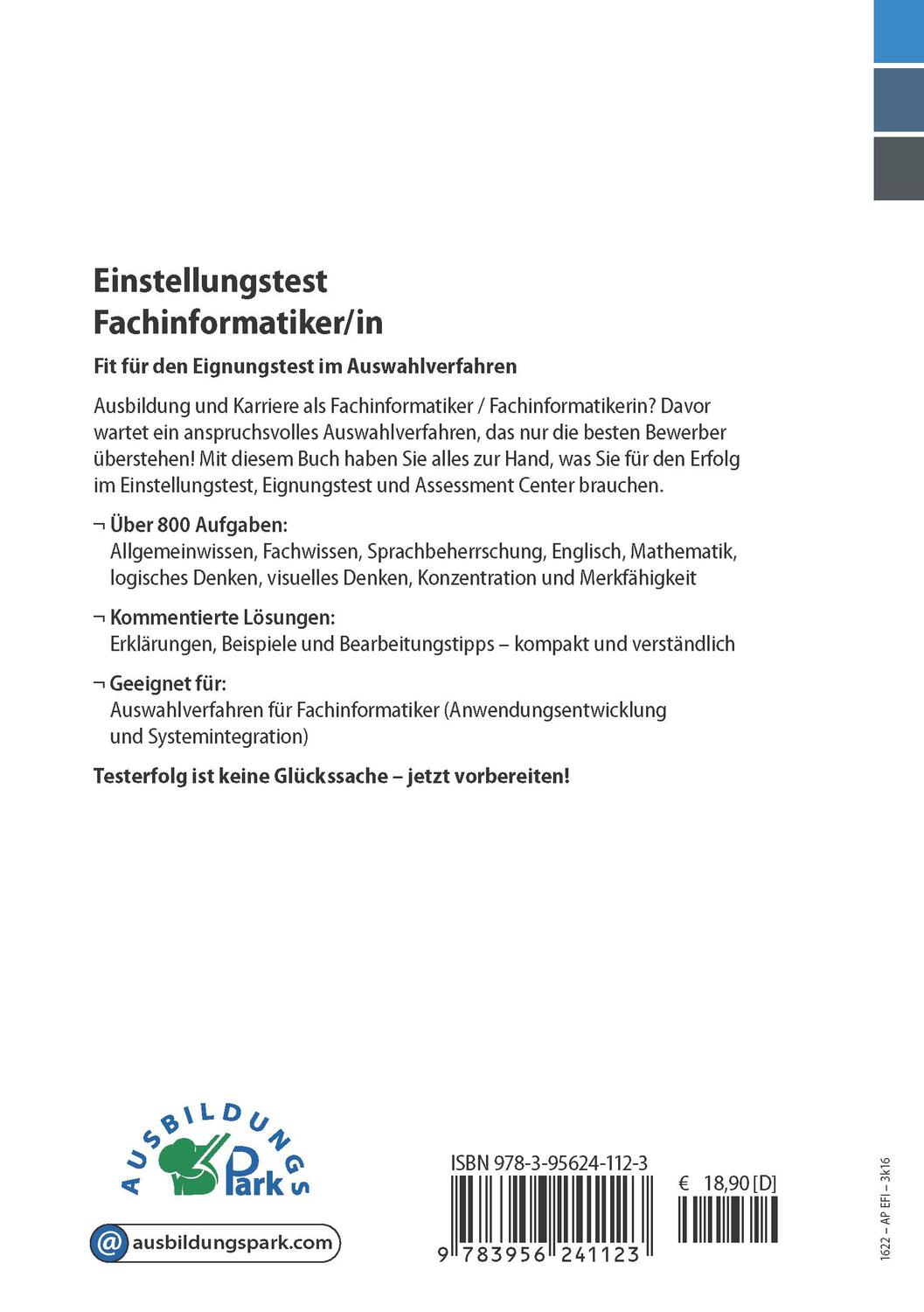 Rückseite: 9783956241123 | Einstellungstest Fachinformatiker | Kurt Guth (u. a.) | Taschenbuch