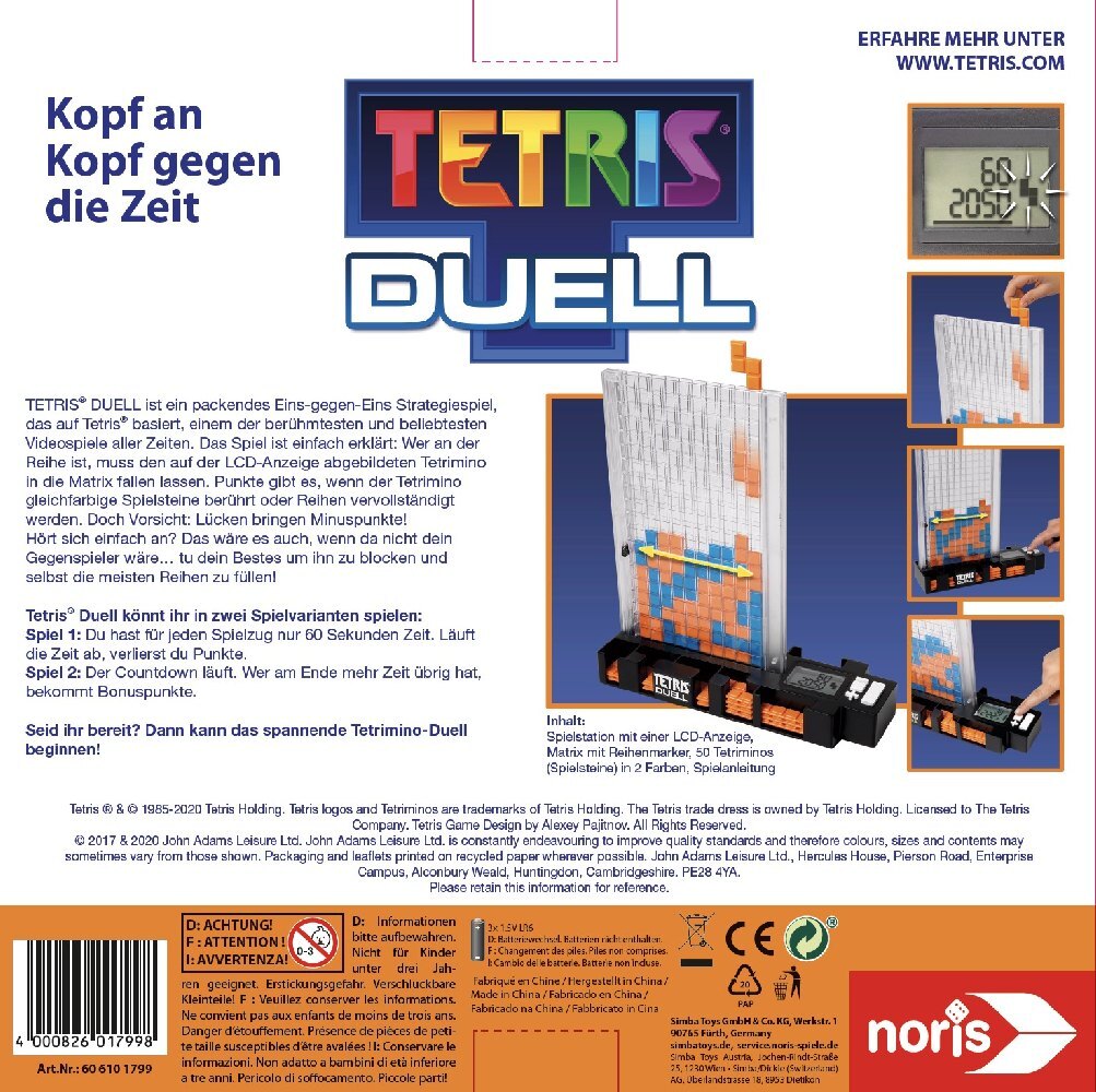 Bild: 4000826017998 | Tetris Duell | Noris Spiele | Spiel | 606101799 | Deutsch | 2019