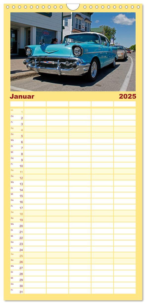 Bild: 9783457112755 | Familienplaner 2025 - Ami Schlitten mit 5 Spalten (Wandkalender, 21...