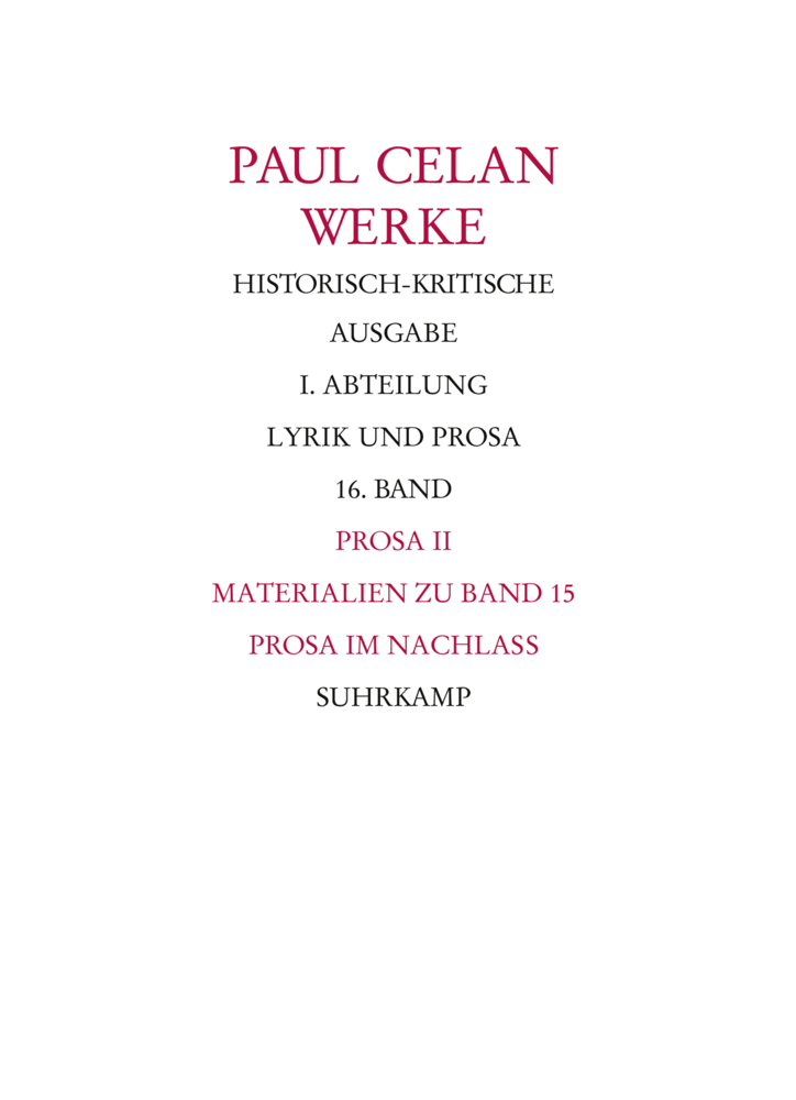 Cover: 9783518425305 | Prosa. Tl.2 | Zu Lebzeiten unpublizierte Prosa | Paul Celan | Buch