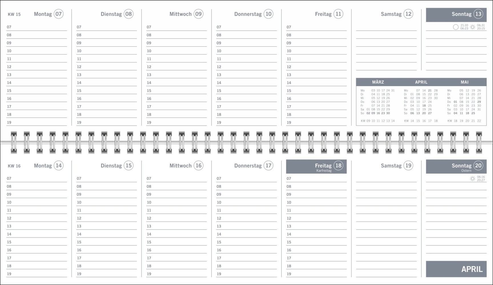 Bild: 9783756406678 | Wochenquerplaner Petrol 2025 | Kalender | Spiralbindung | 64 S. | 2025