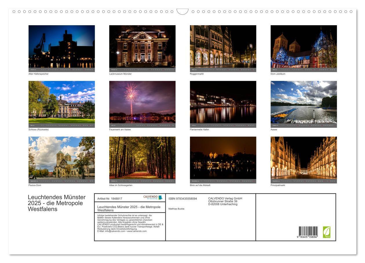 Bild: 9783435558094 | Leuchtendes Münster 2025 - die Metropole Westfalens (Wandkalender...