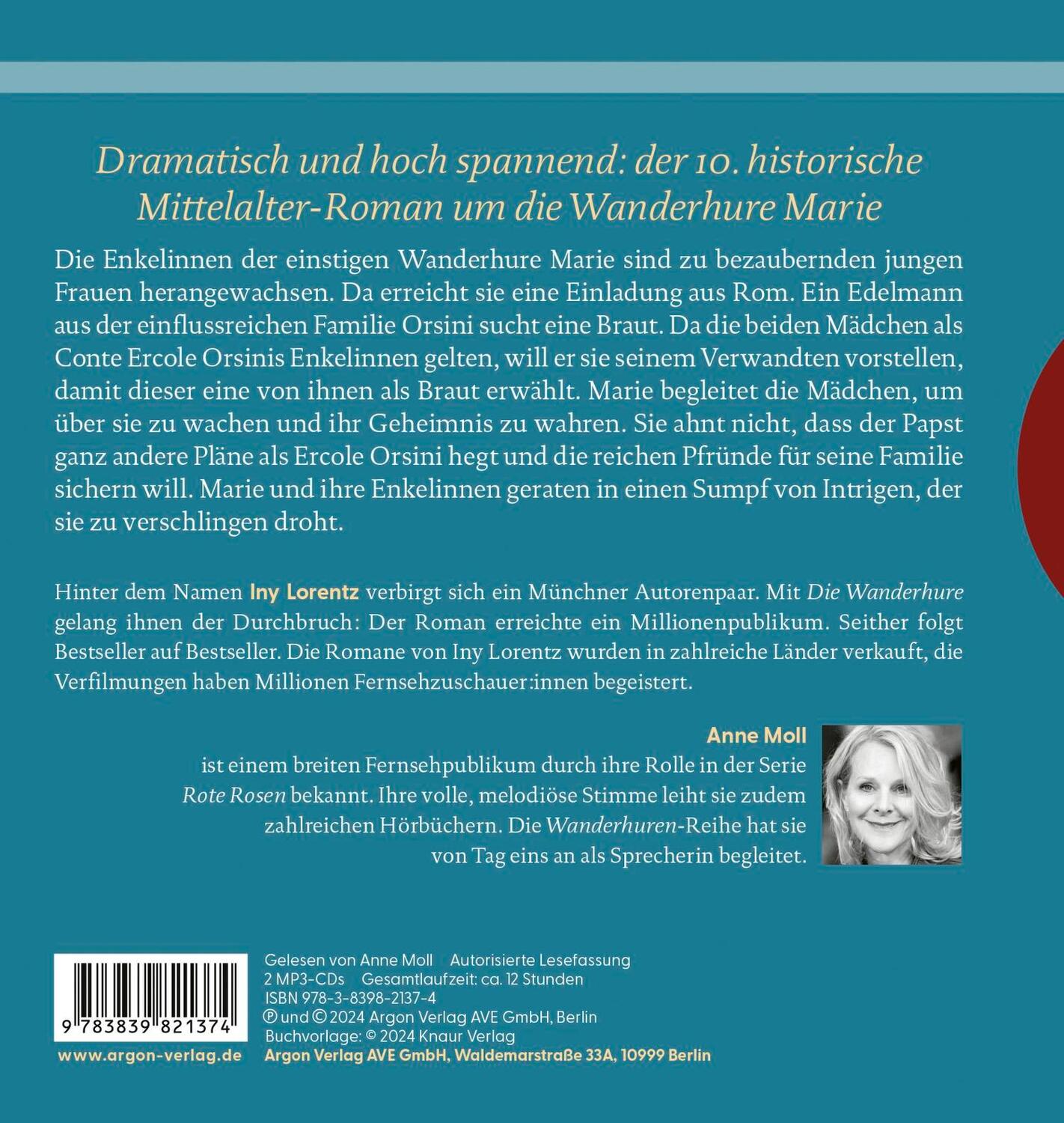 Rückseite: 9783839821374 | Die Wanderhure. Intrigen in Rom | Roman | Iny Lorentz | MP3 | Deutsch